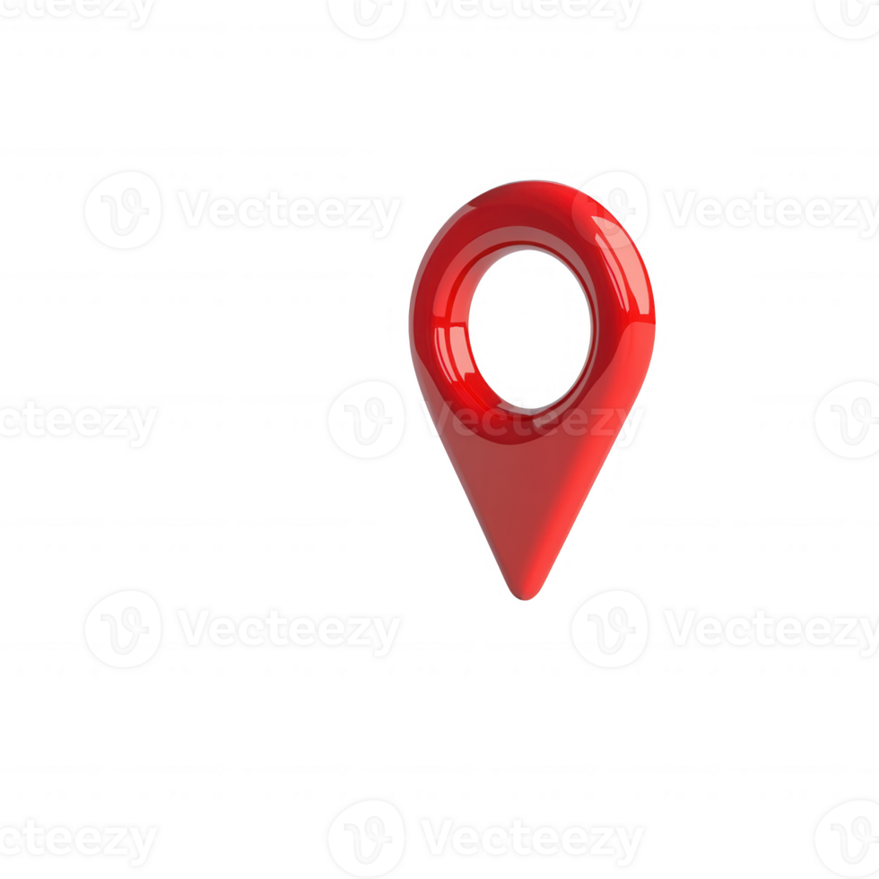 A vibrant red location pin symbol representing digital navigation and mapping. png