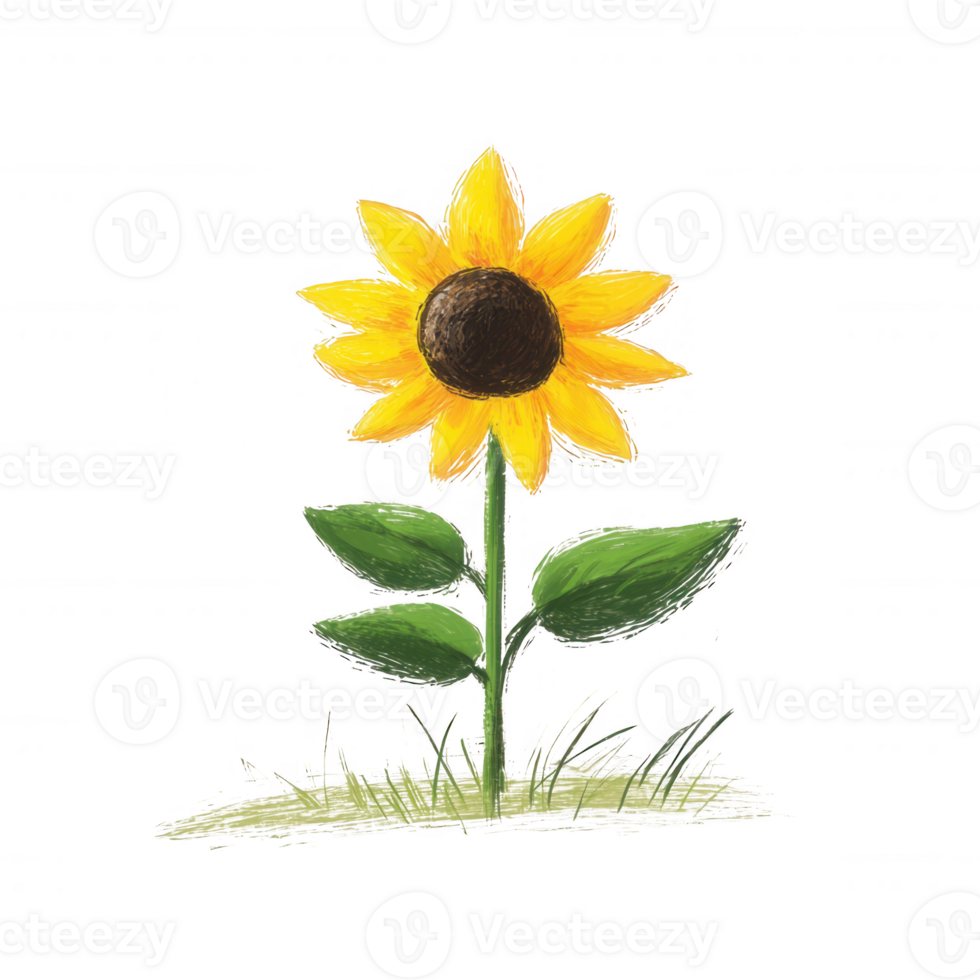 A vibrant sunflower stands tall, symbolizing joy and warmth in nature's glow. png