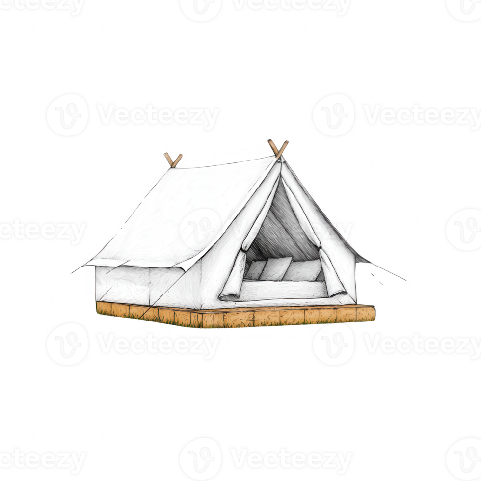 Cozy glamping tent illustration perfect for outdoor adventure themes. png