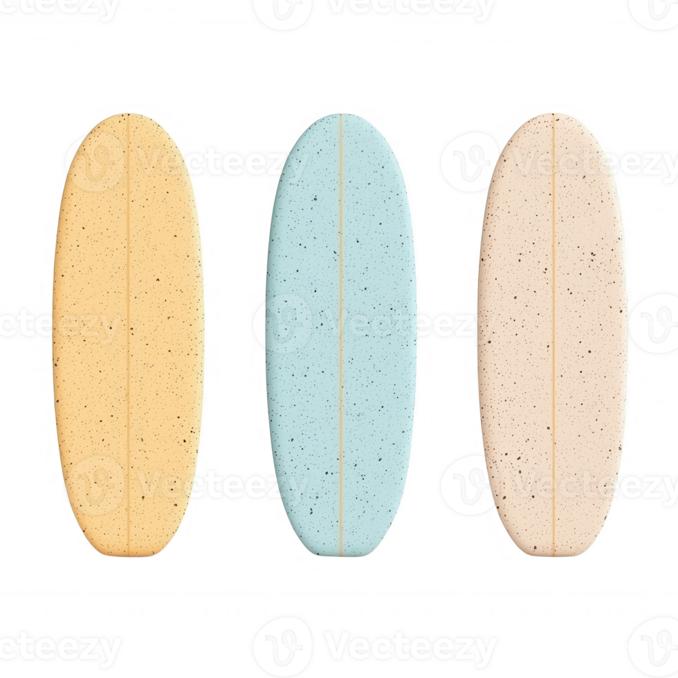 Colorful surfboards arranged to showcase vibrant, playful designs for beach adventures. png