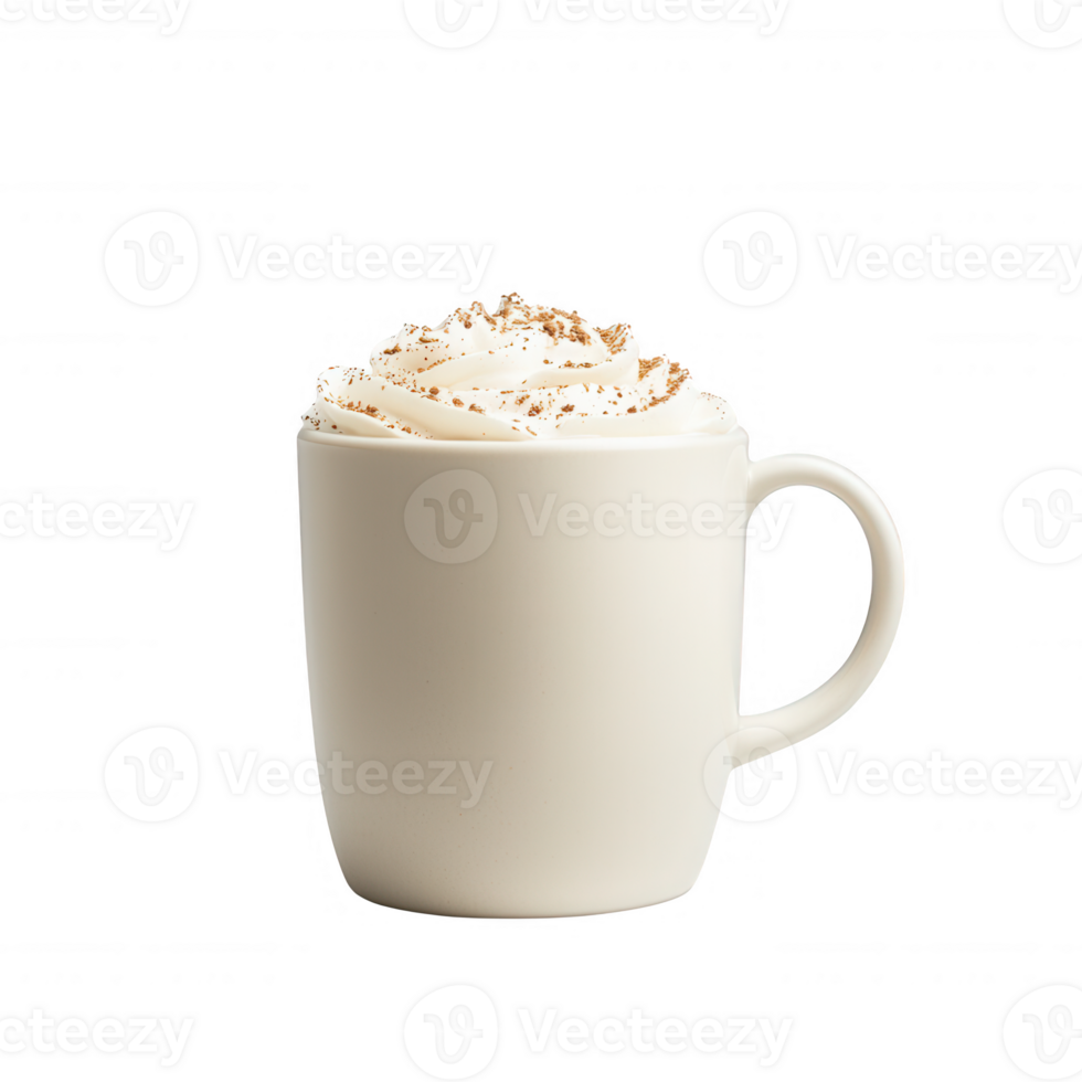 Delicious creamy coffee topped with whipped cream and a sprinkle of chocolate. png