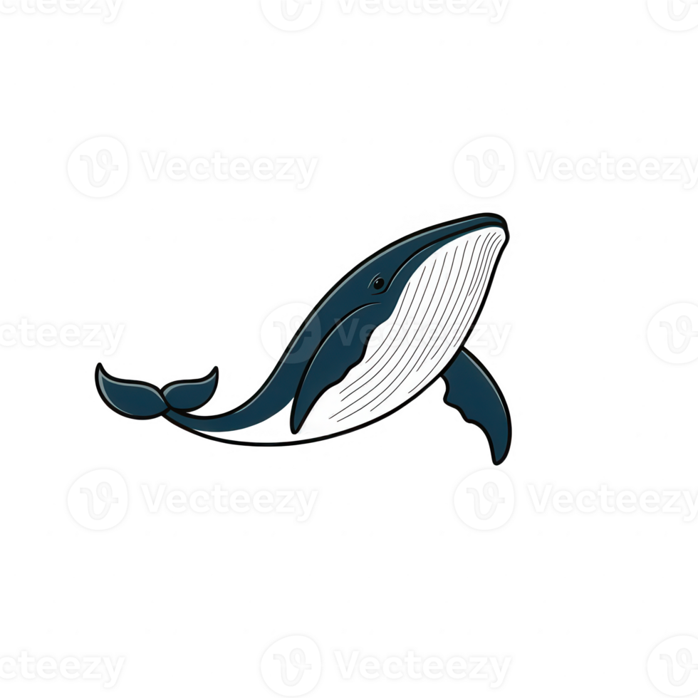 Illustration of a majestic whale breaching the water's surface in a playful manner. png