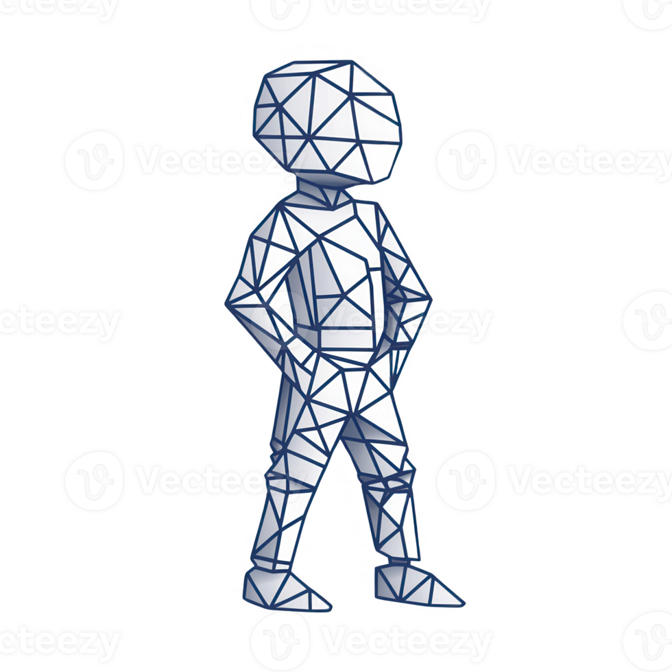 Stylized low-poly figure walking confidently in a modern design. png