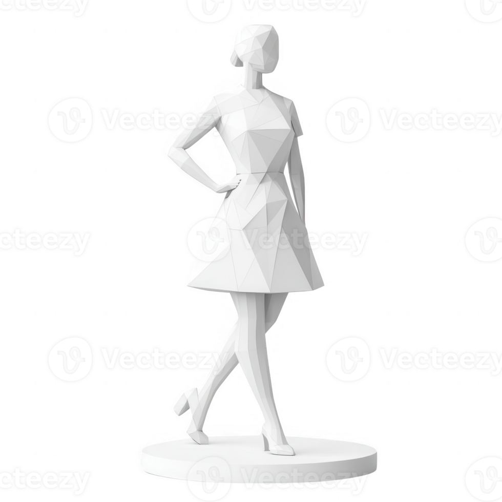 Stylized low-poly white figure posing confidently with a modern design. png