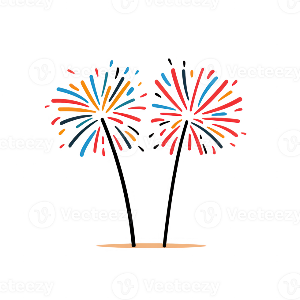 Vibrant fireworks bursting in colorful displays during a festive celebration. png