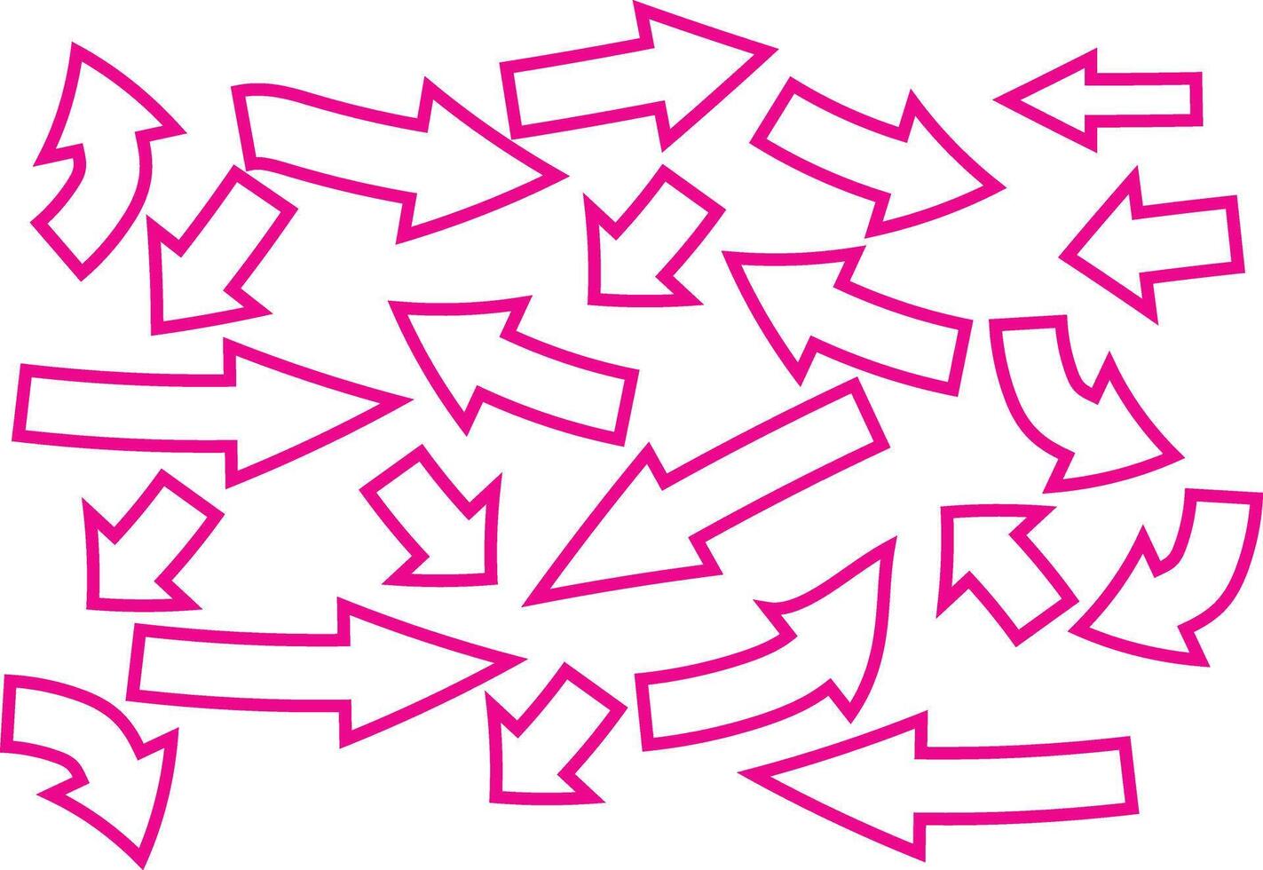 simple modern abstract pink color creative geometric hand made stroke arrow icon set collection of pink arrows vector