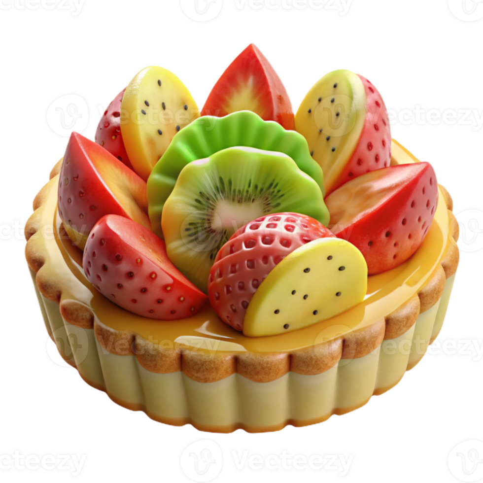 Sweet Fruit Tart A Delicious Pastry with Strawberries and Kiwi png