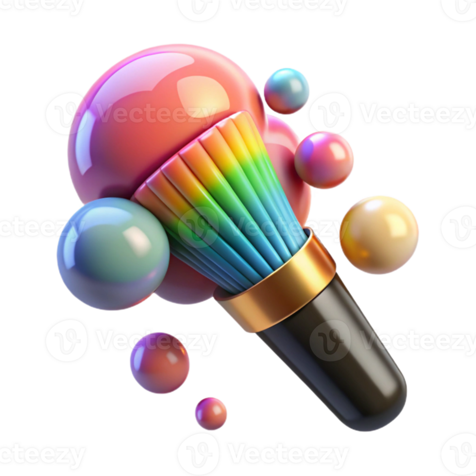 Rainbow Brush Colorful Spheres Abstract 3D Render png