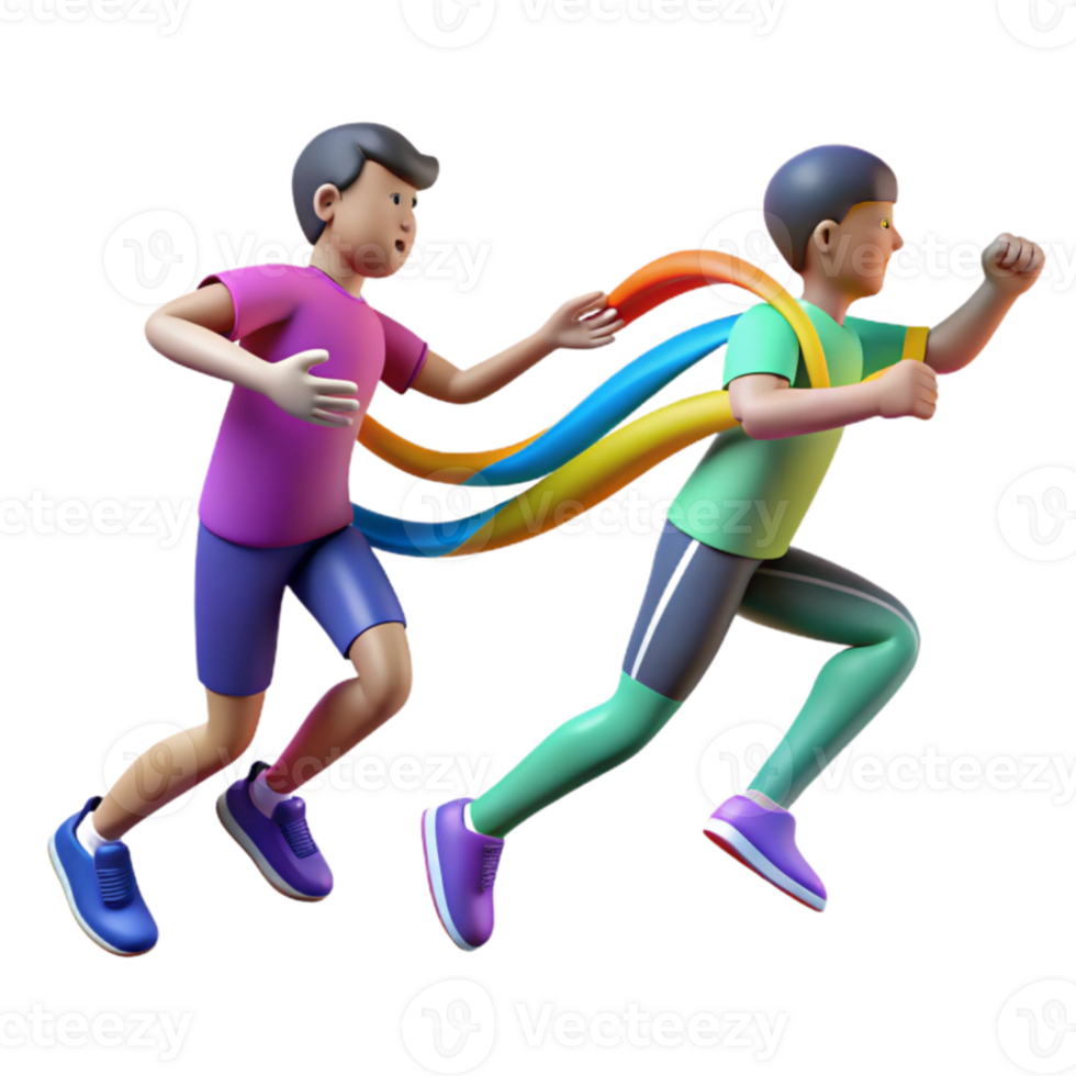 Rainbow Run 3D Animated Teamwork Competition png