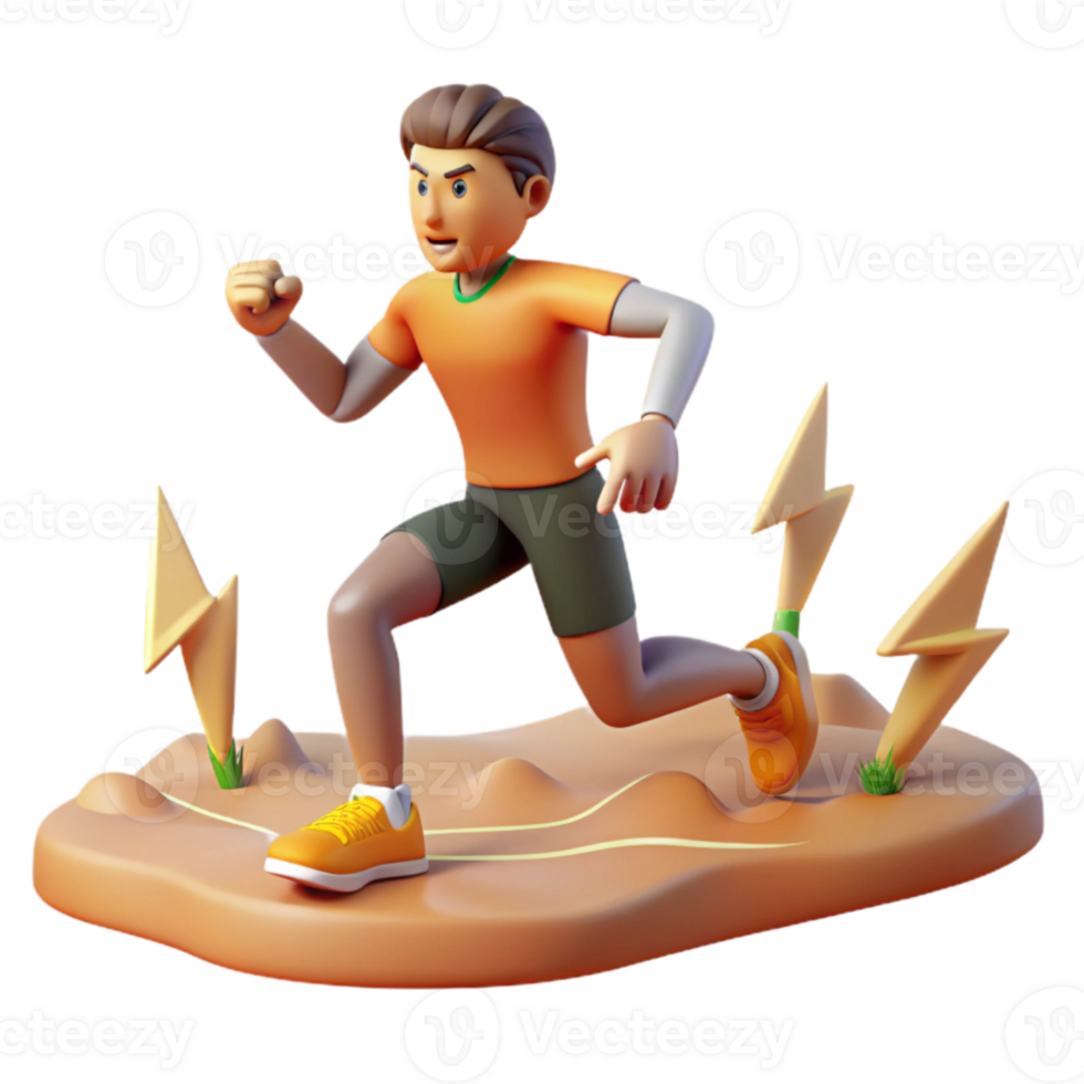 Energized Runner 3D Animation of a Person Running with Lightning Bolts png