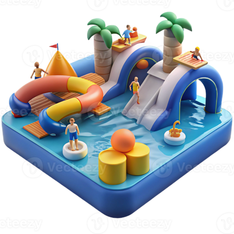 Inflatable Water Park Fun Slides, Pools, and Summer Activities png