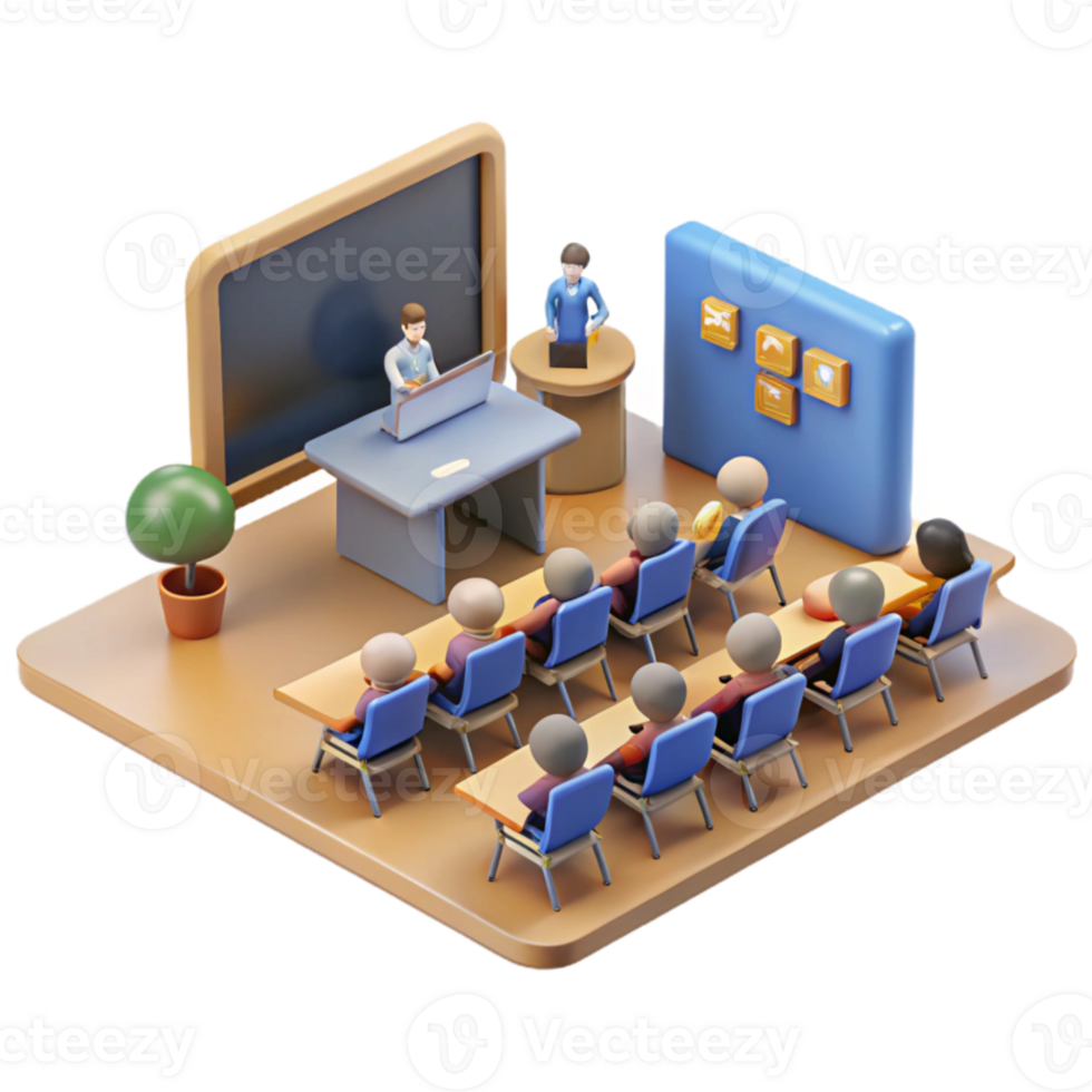Classroom Presentation 3D Render of a Lecture png