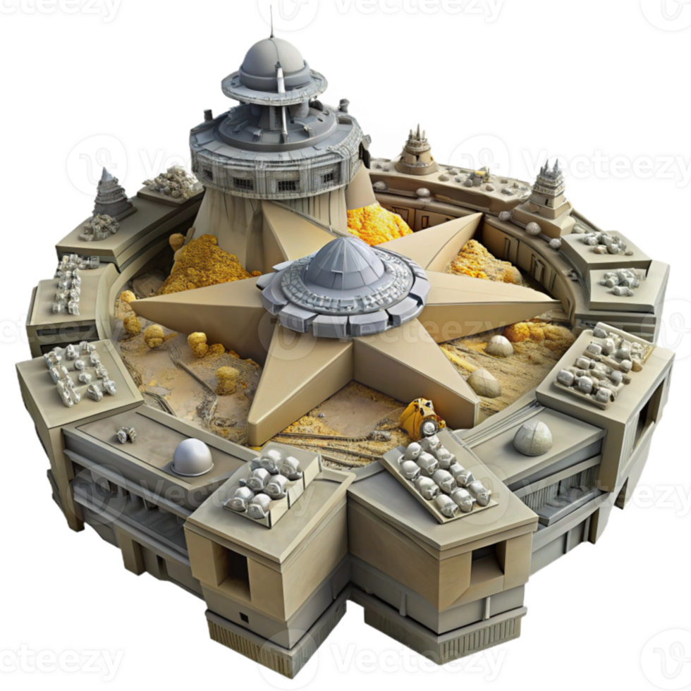 Futuristic Star-Shaped City Architectural Design of a Space Colony png