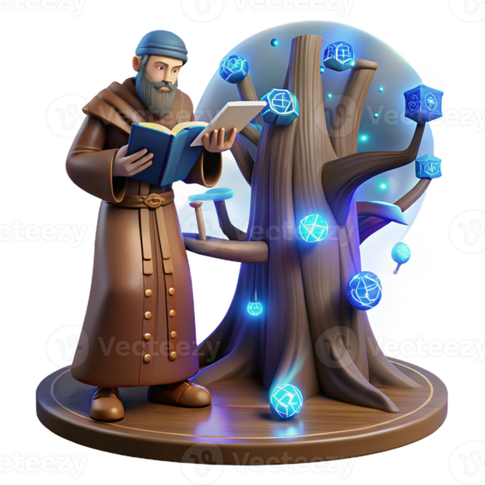 Mystic Tree of Knowledge An Enchanting 3D Render png