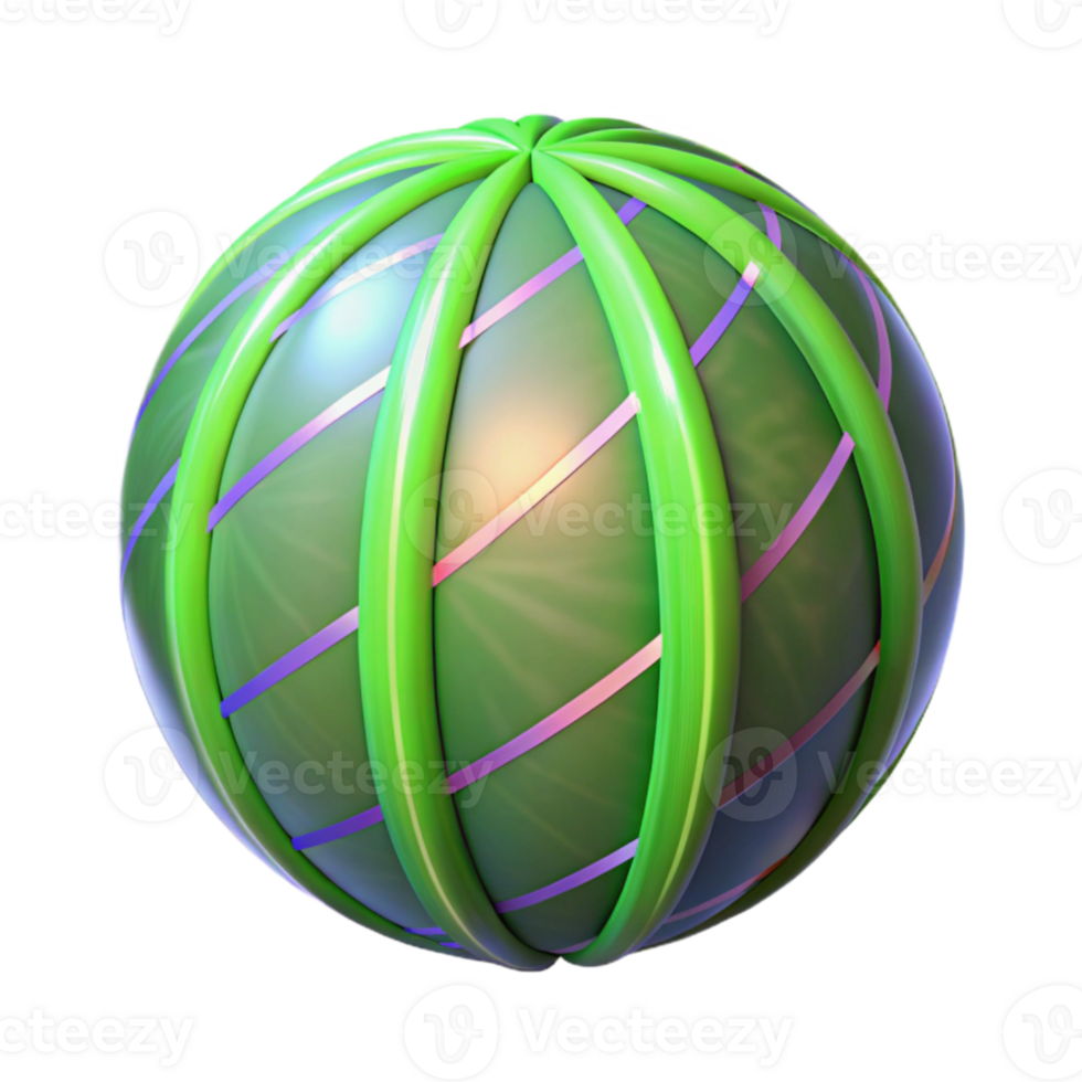 Abstract Green Sphere with Intersecting Bands png