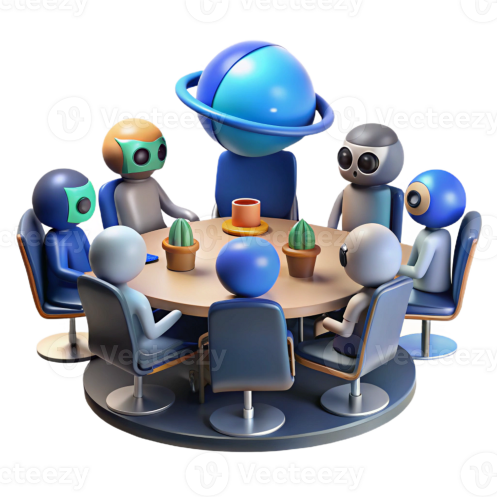Global Collaboration A 3D Render of Diverse Avatars in Meeting png