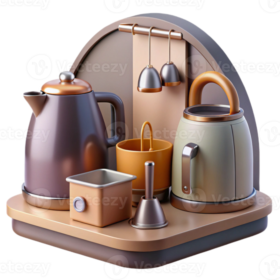 Modern Kitchen Electric Kettle Teapot Set png