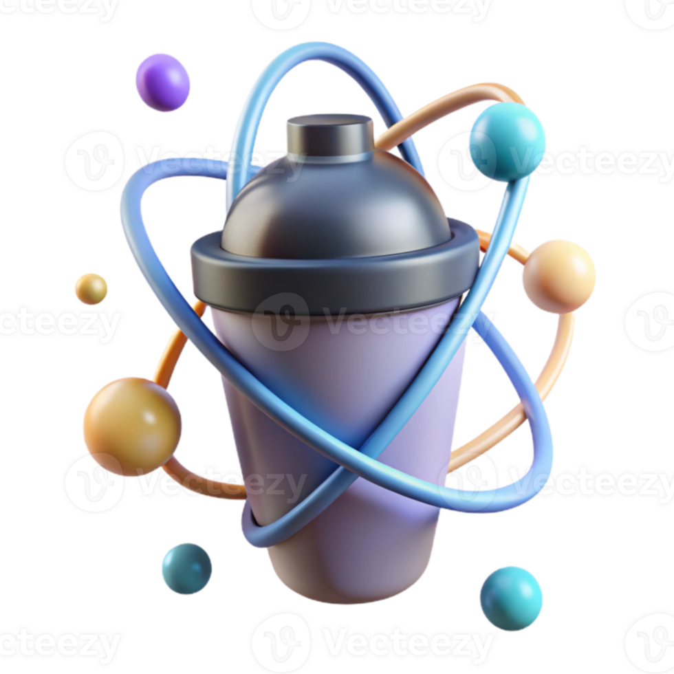 Protein Shake Shaker 3D Render of a Fitness Drink Mixer png