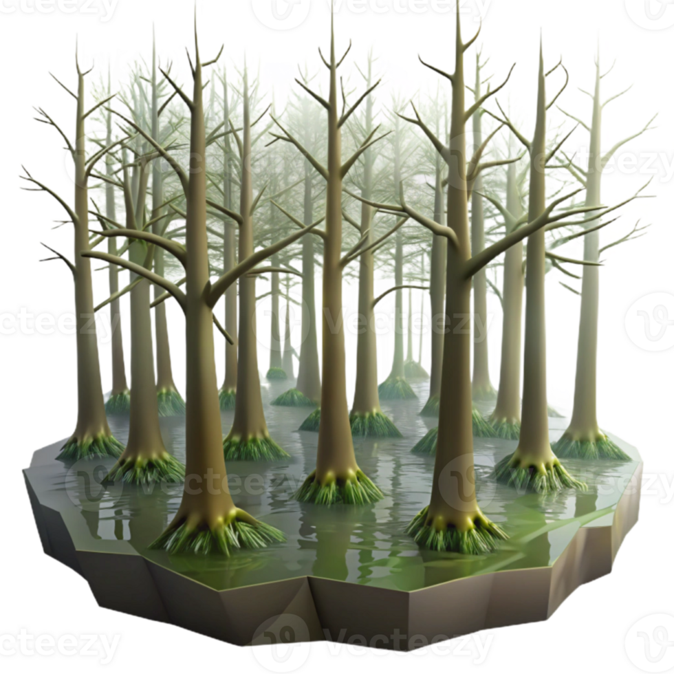 Enchanted Swamp Mystical Trees in a Foggy Forest png
