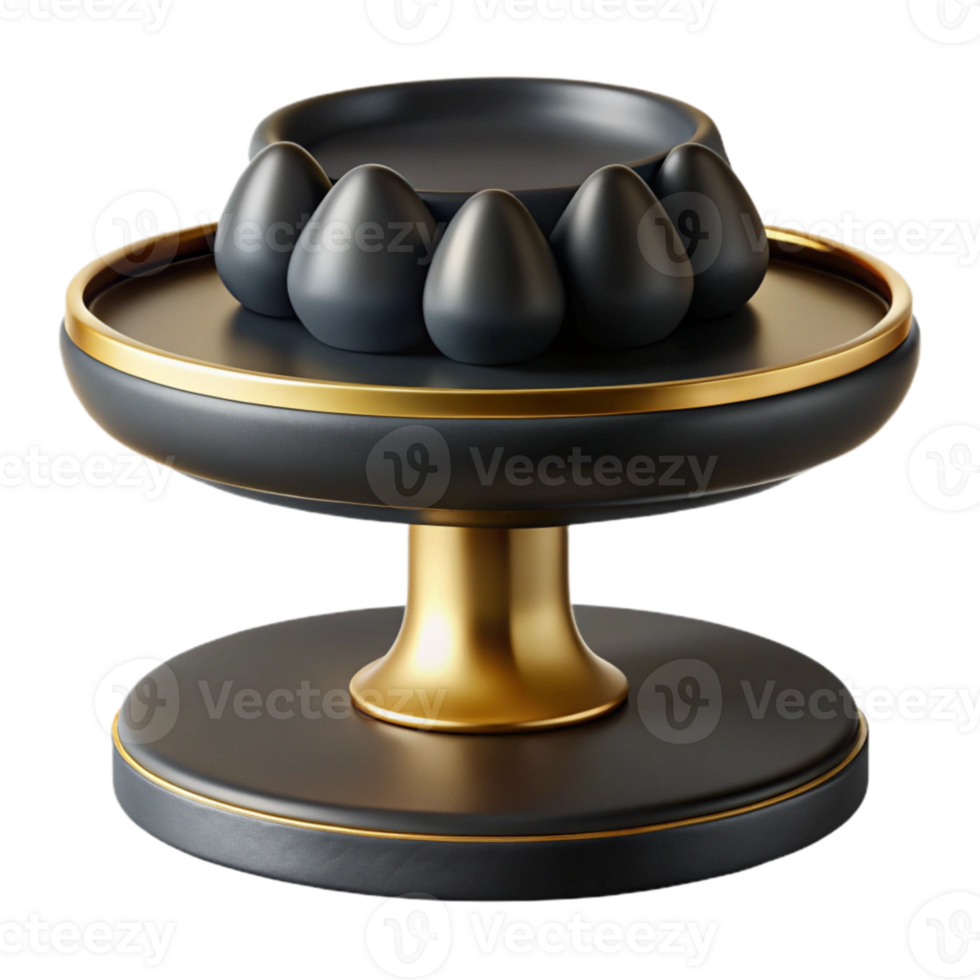 Elegant Black and Gold Decorative Stand with Ovoid Elements png