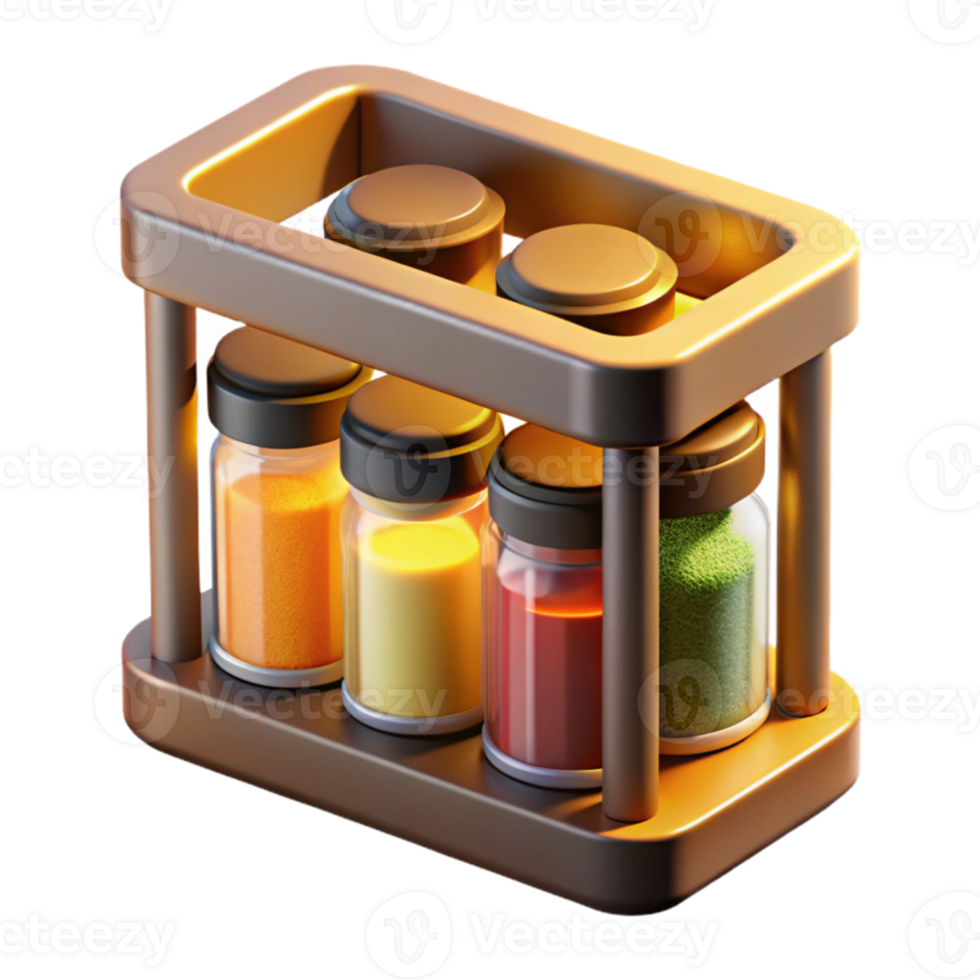 Spice Rack with Four Glass Jars Kitchen Organization png