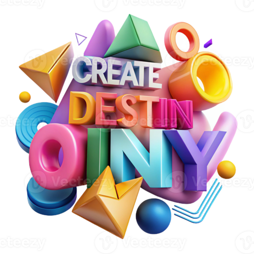 Create Your Destiny Colorful 3D Shapes and Typography png