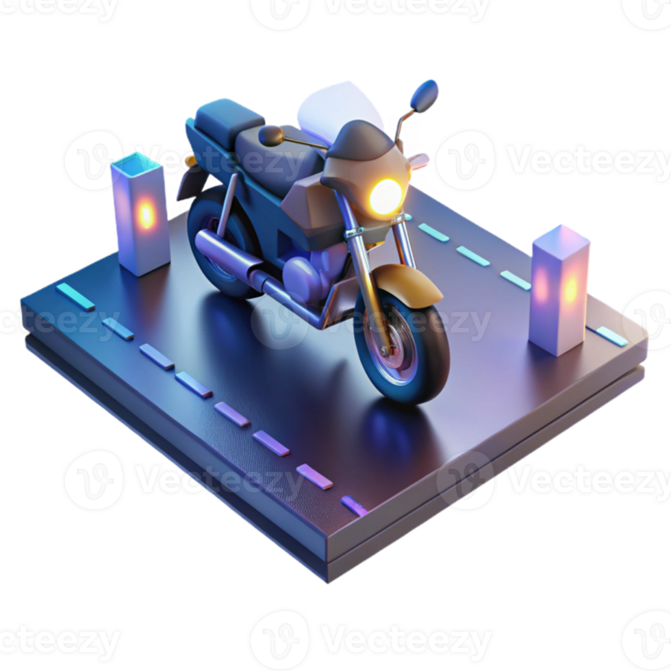 Electric Motorcycle Charging Station Night Ride png