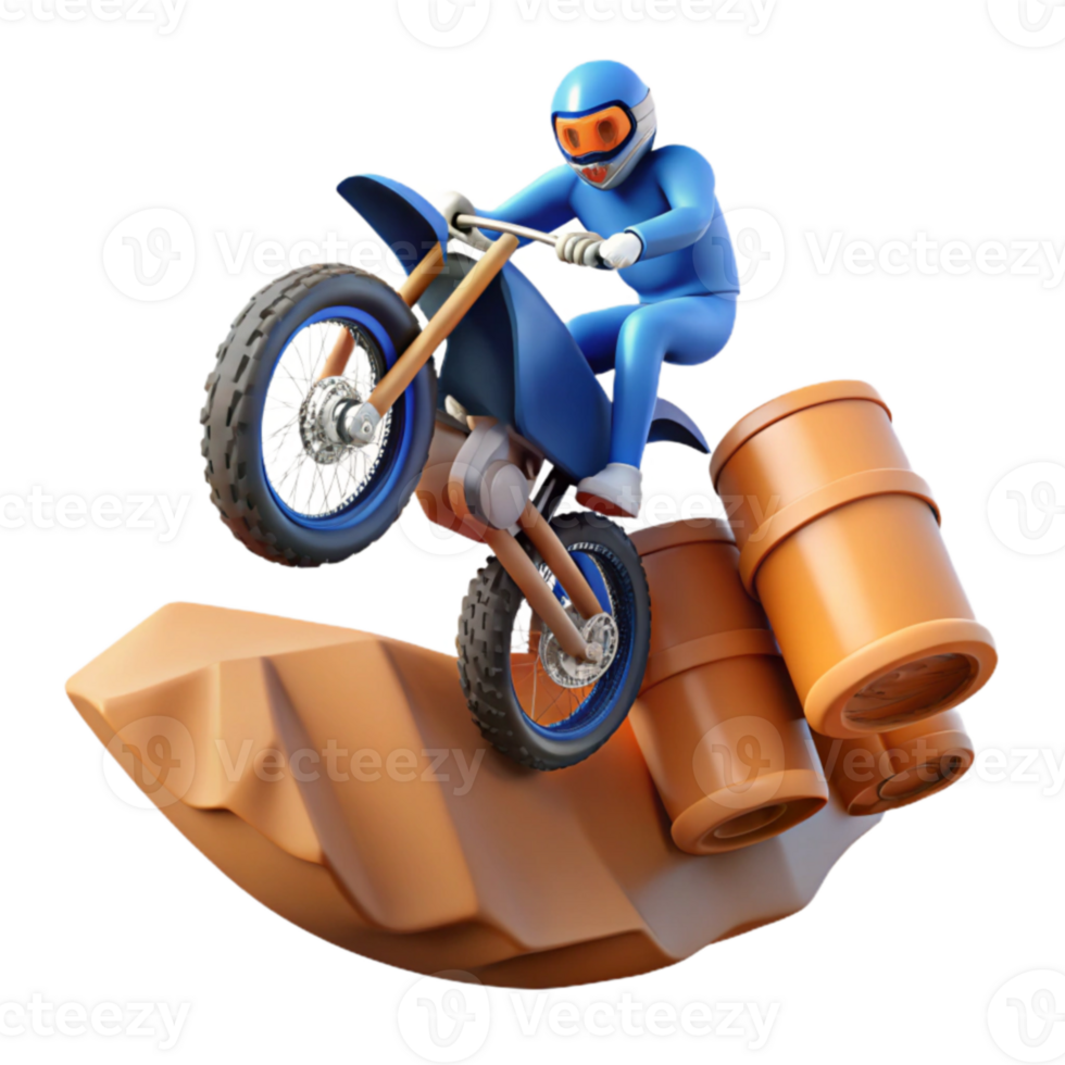 Motocross Rider Soaring Over Barrels png