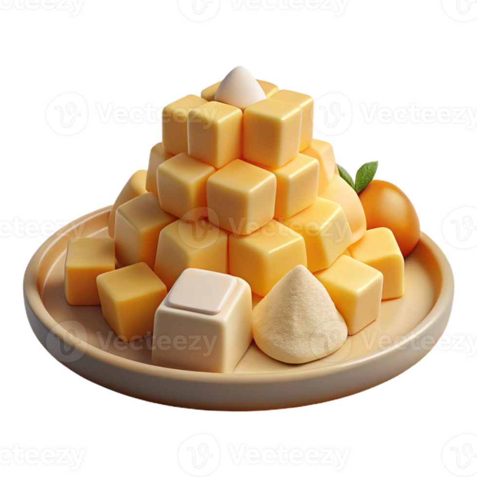 Sweet Cube Dessert Tower with Creamy Topping png