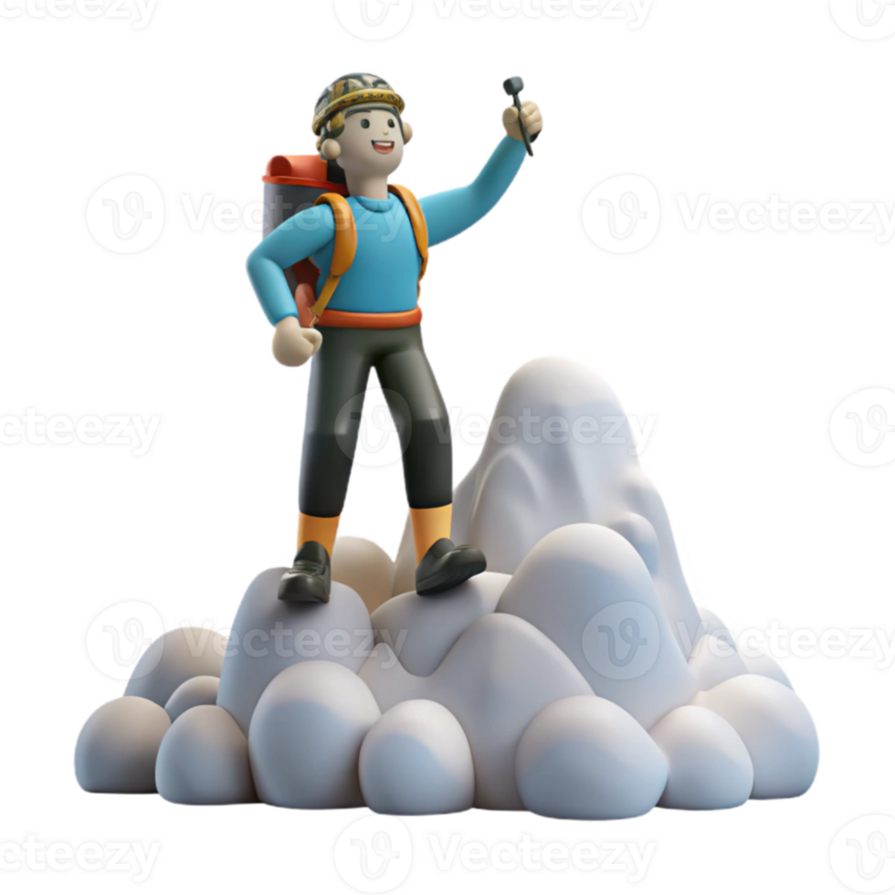 Climber Reaching Summit 3D Render of Adventure png