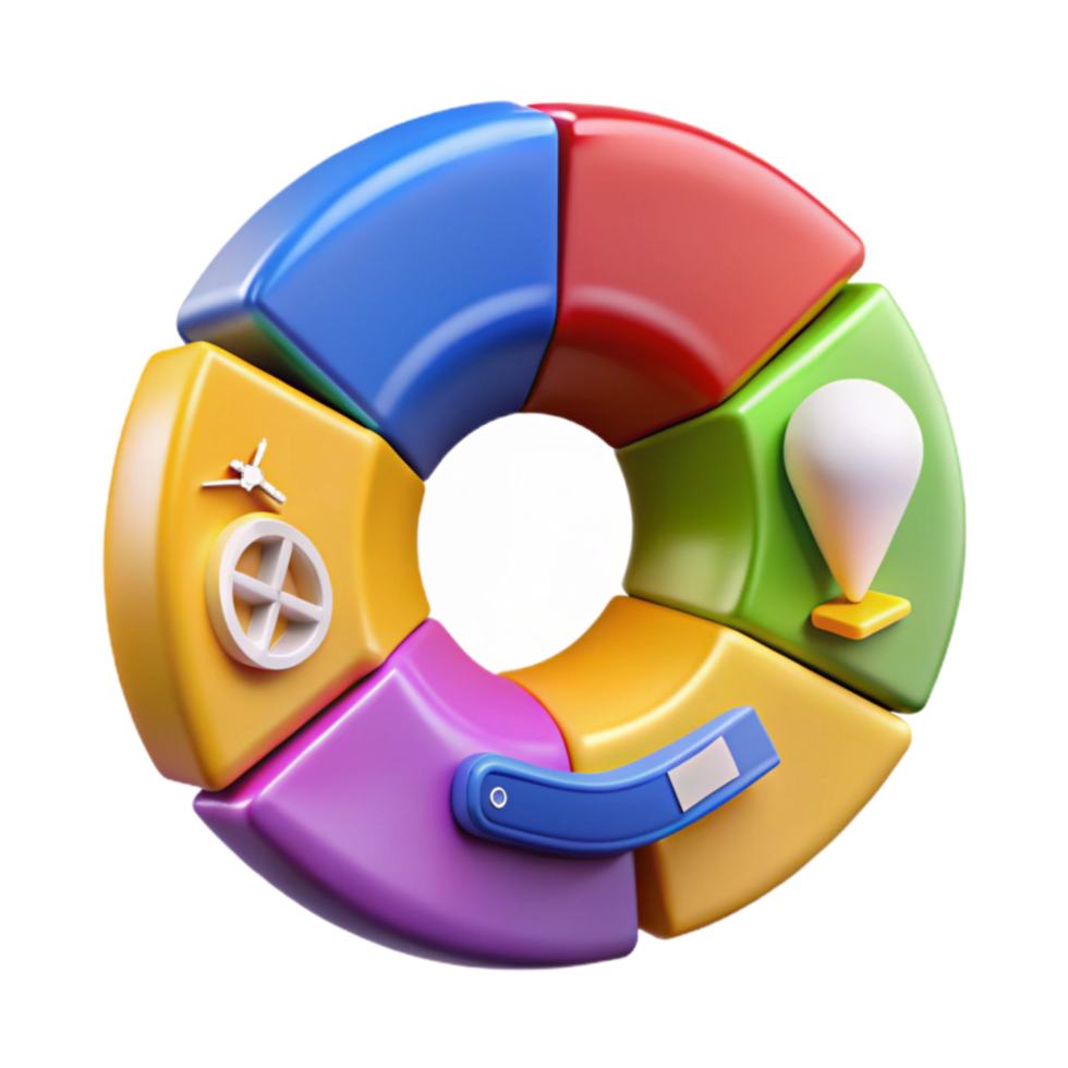 Colorful Circular Data Visualization Icons and Segments png