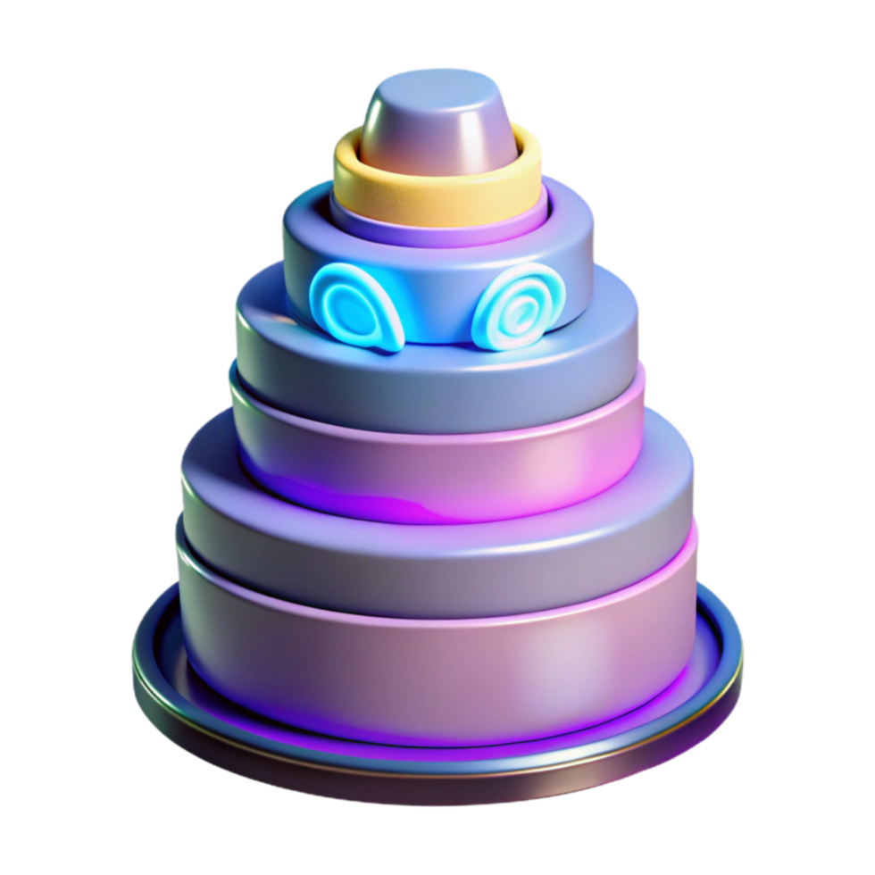 Layered Cake 3D Render Vibrant Colors, Sweet Design png