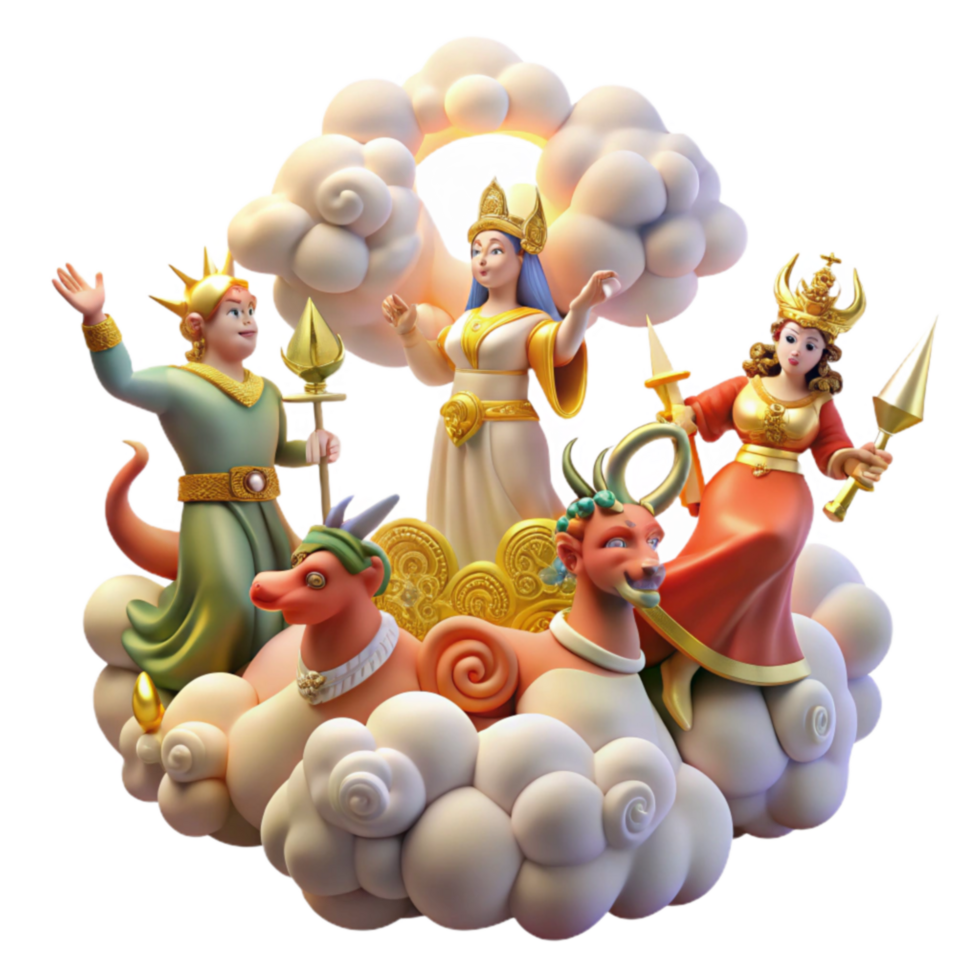 Mythical Creatures on Clouds Fantasy Art png