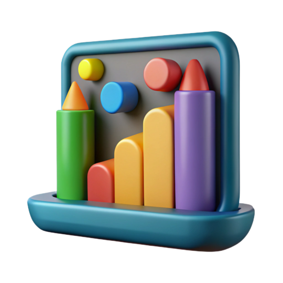 Colorful 3D Chart Data Visualization, Growth, Progress, Statistics, Trends, Design, Infographic, Abstract, Geometry png