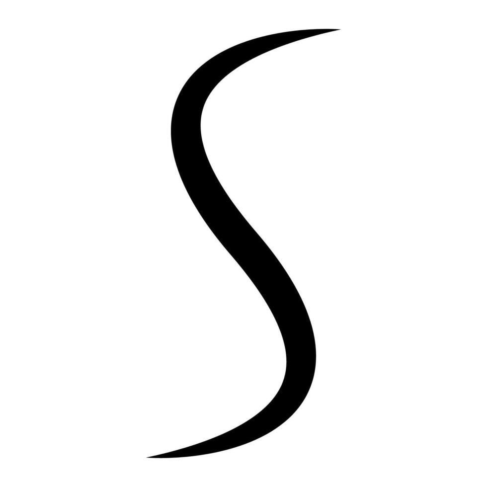Curved wavy line shape letter S, abstract swirl letter S vector