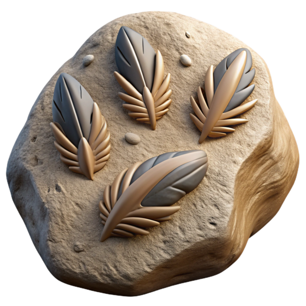 Ancient Feather Fossils Stone Embellishments png