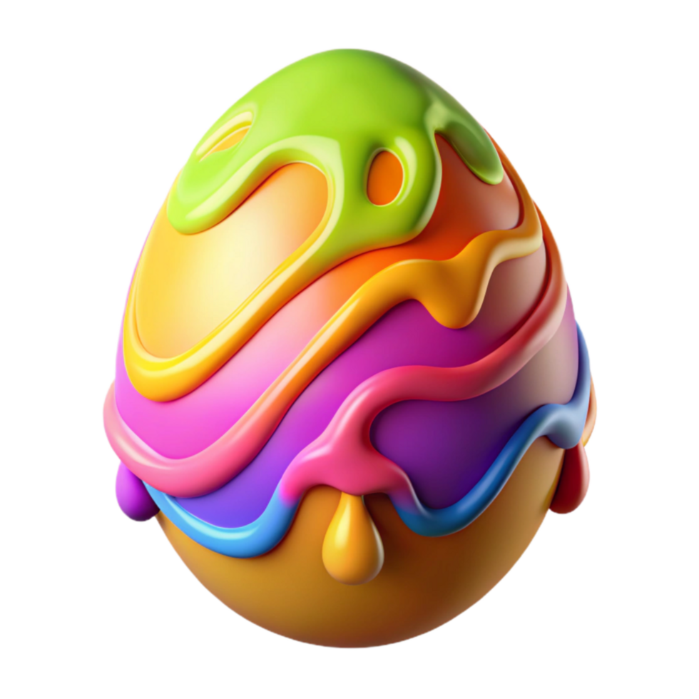 Colorful Dripping Egg A 3D Render of an Abstract Easter Egg png