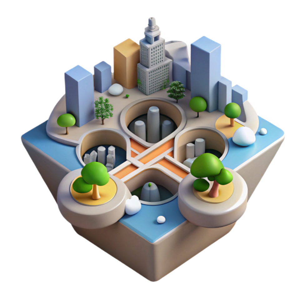 Sustainable Cityscape Urban Planning, Green Spaces, and Efficient Infrastructure png