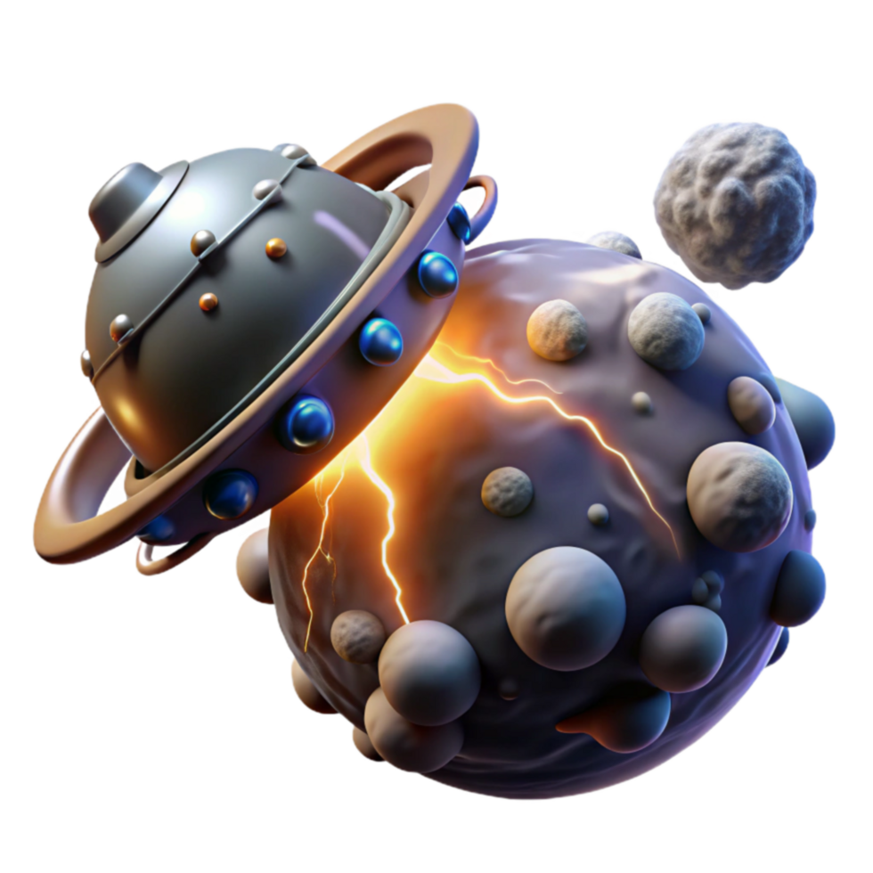 Spaceship Impacting Planet Cosmic Collision, Energy Burst png