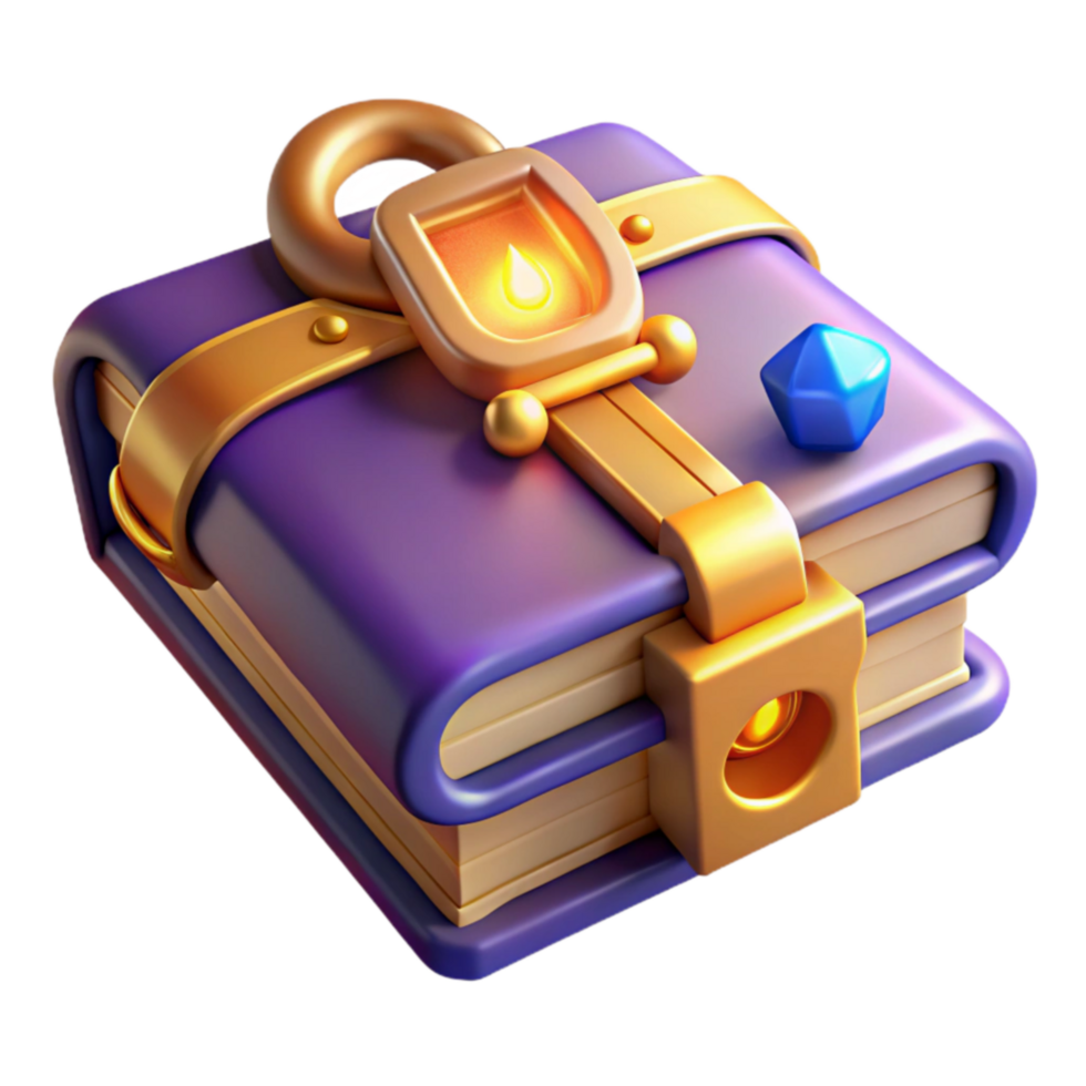 Enchanted Grimoire Magical Book with Gem Lock png