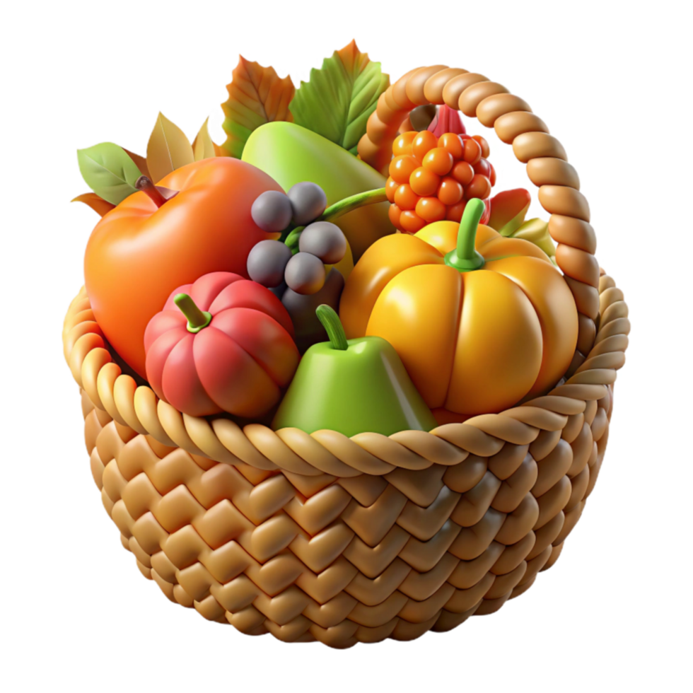 Autumn Harvest A Basket of Fall Fruits and Vegetables png