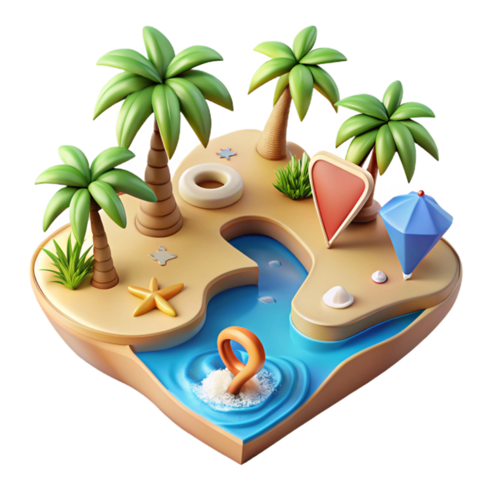 Tropical Island Paradise 3D Render of a Relaxing Getaway png