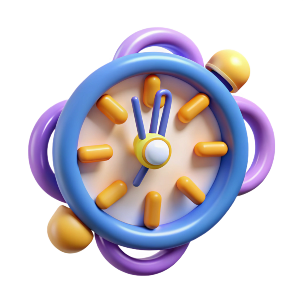 Colorful 3D Cartoon Clock Time Management Design png