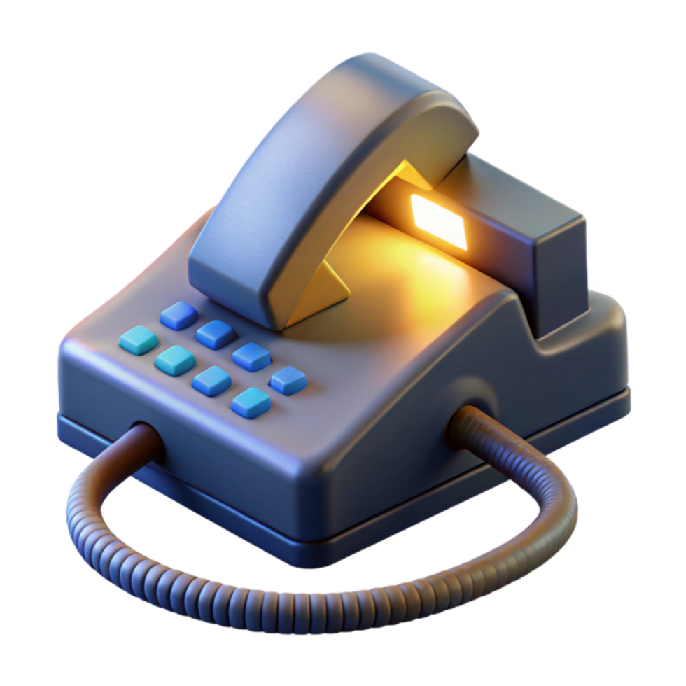 Illuminated Push-Button Phone with Coiled Cord png