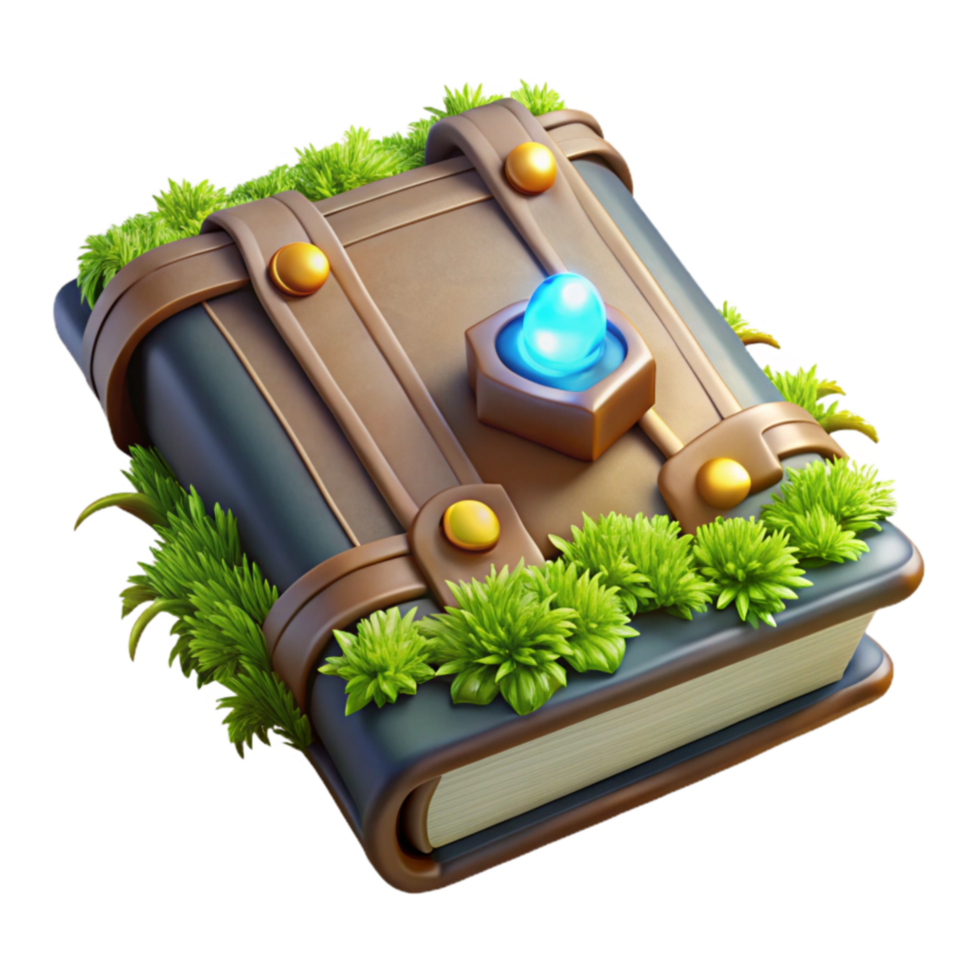 Enchanted Book 3D Fantasy Journal with Glowing Gem png