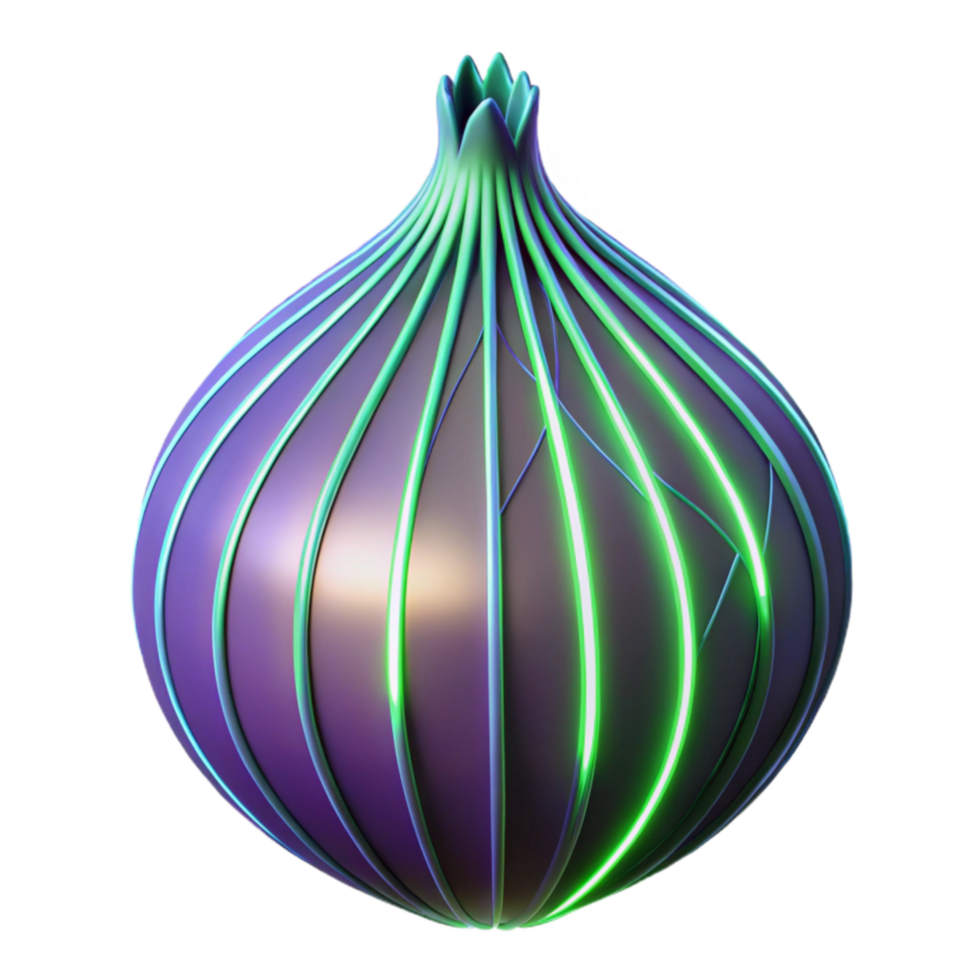 Glowing Onion Abstract 3D Render of a Luminous Vegetable png