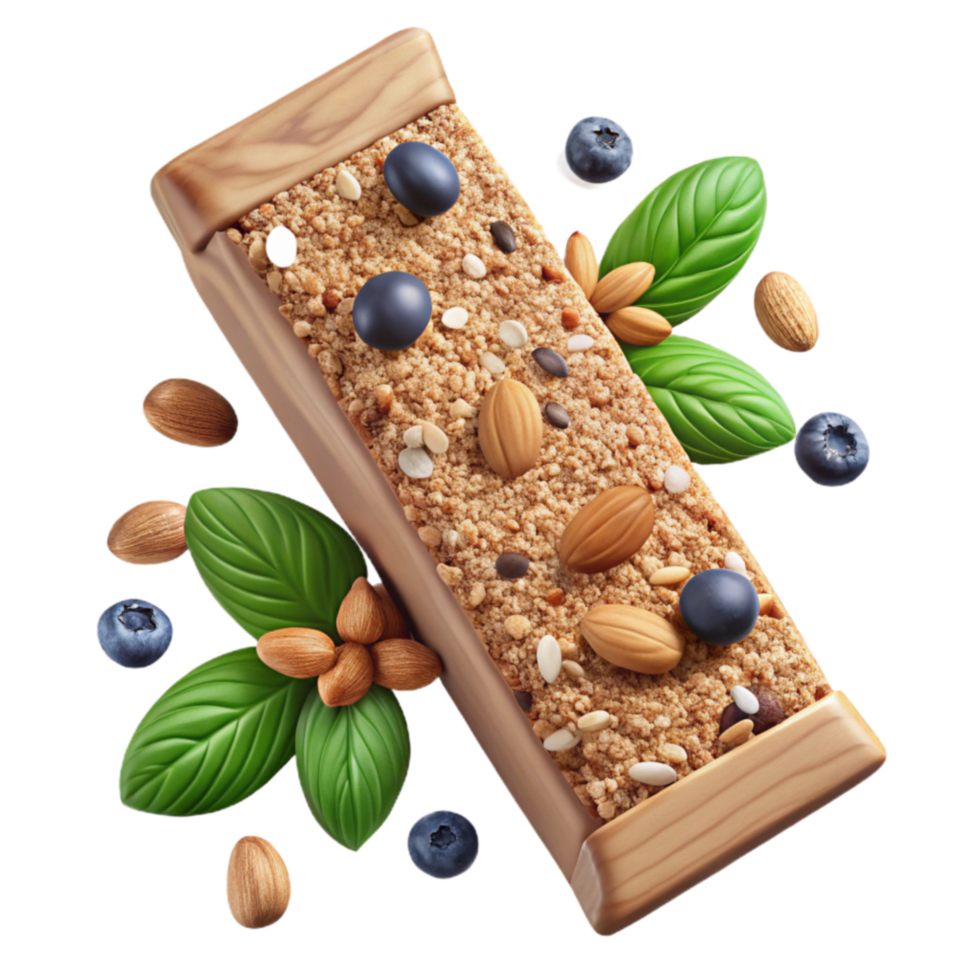 Delicious Almond Blueberry Granola Bar Healthy Snack png