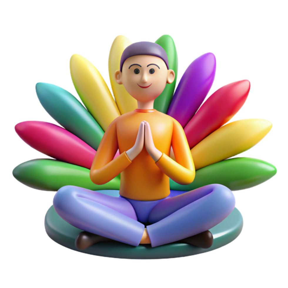 3D Render Colorful Meditation Pose png