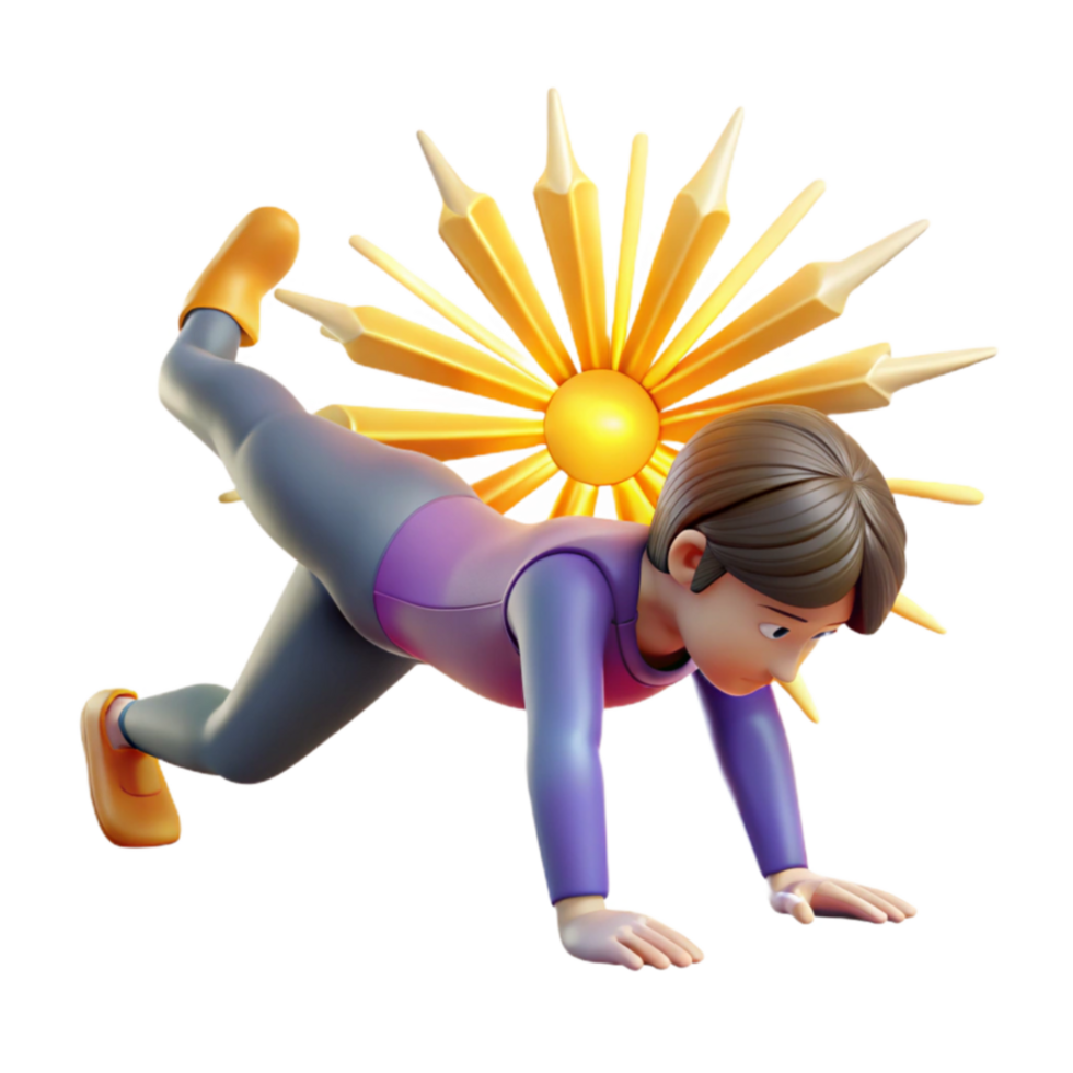 Dynamic Yoga Pose 3D Illustration of a Person Performing a Challenging Exercise png