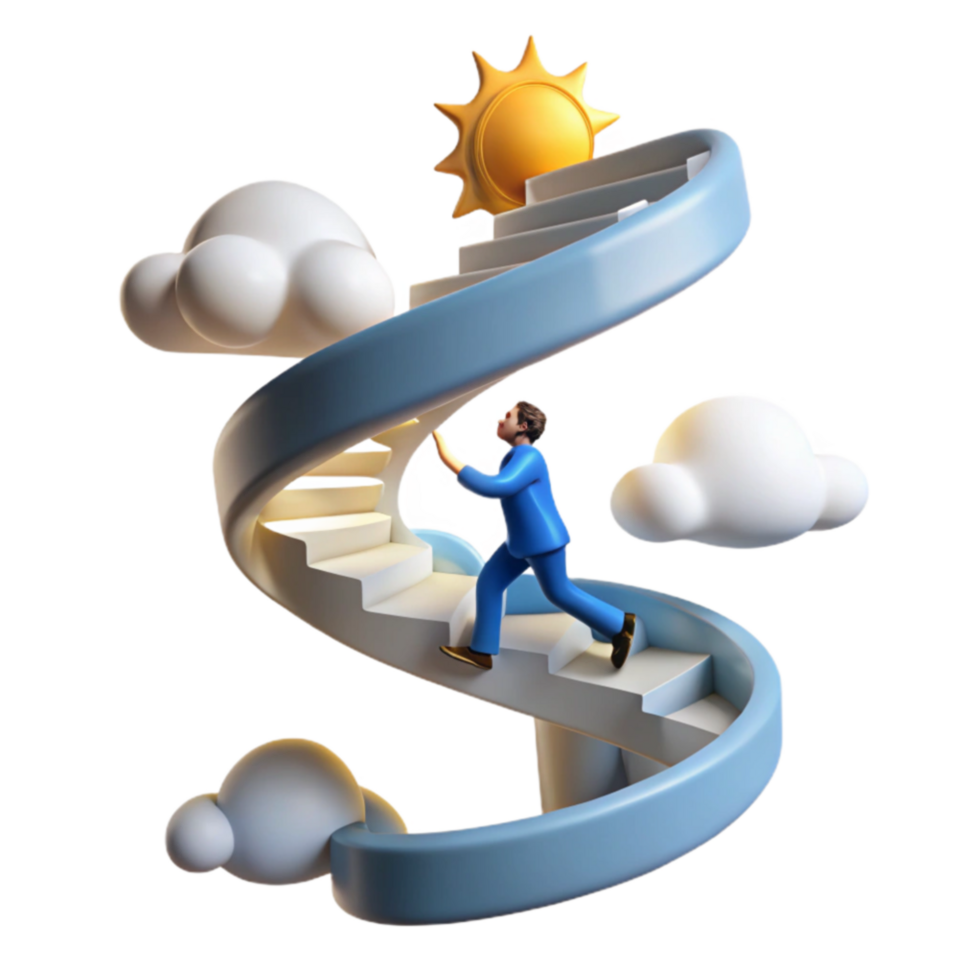 Ascending the Stairway to Success A Journey of Growth and Achievement png